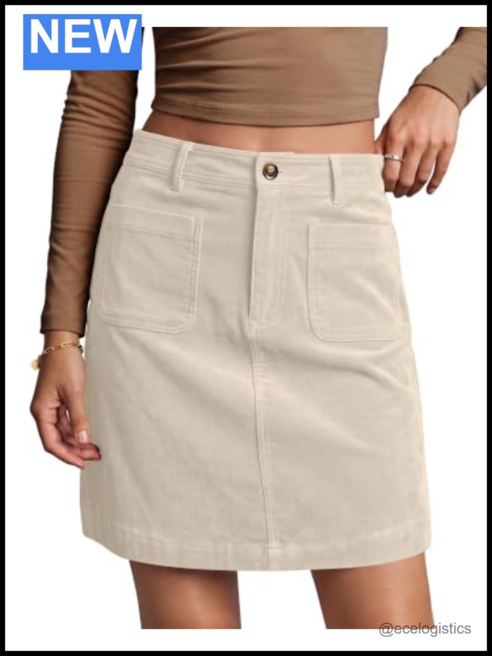 Women's Corduroy A-Line Skirt High Waisted Stretchy Short Skirt with Pockets